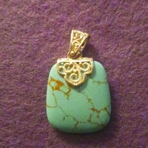 Turquoise with filigree edging pendant